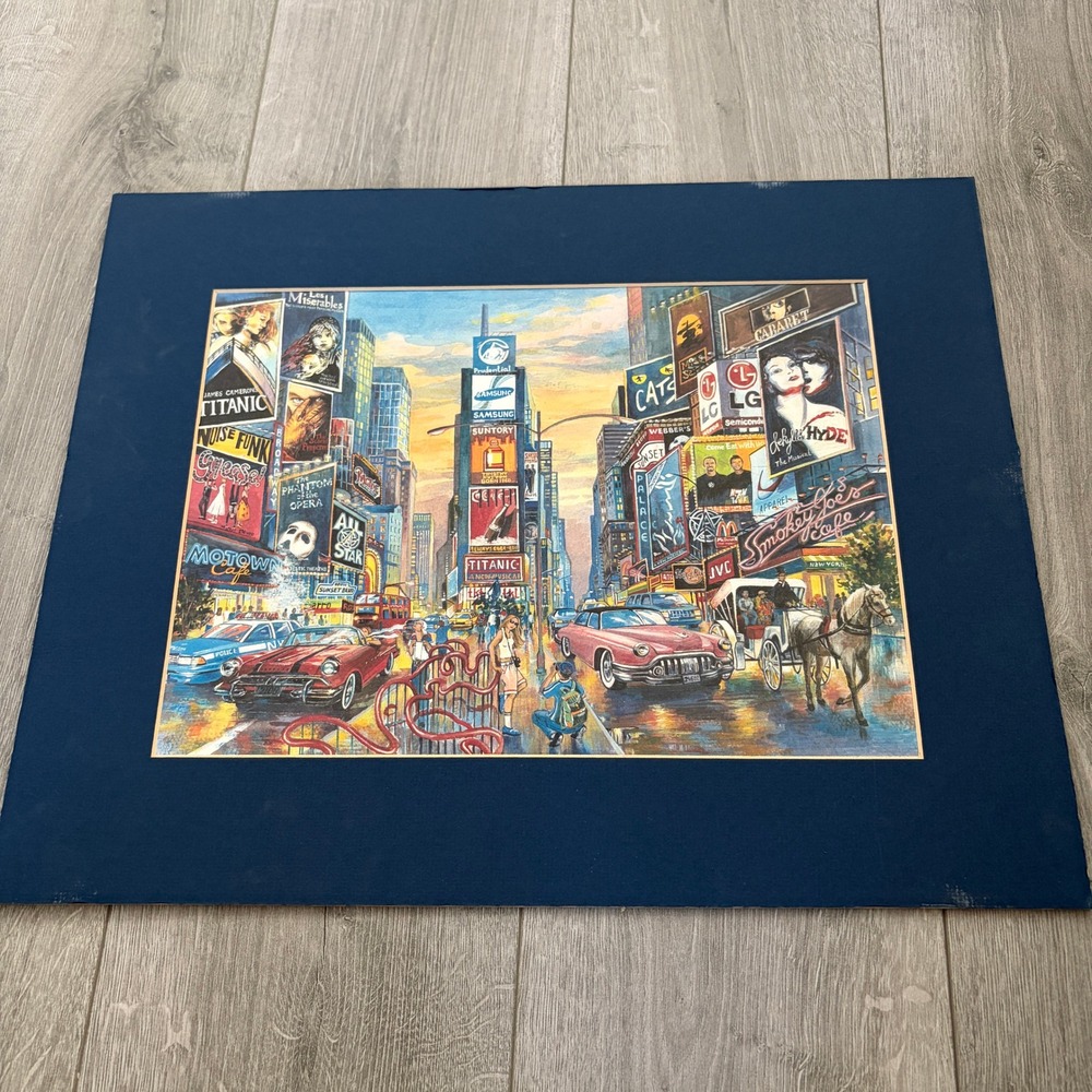 Roustam Nour Times Square New York Watercolor Broadway Art Print Matted 16x20